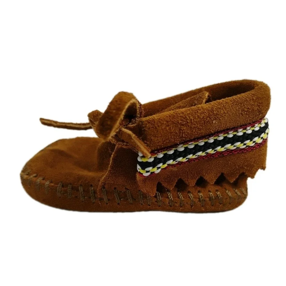 Minnetonka Infant Unisex Size 1 Baby Moccasins‎ Shoes Leather